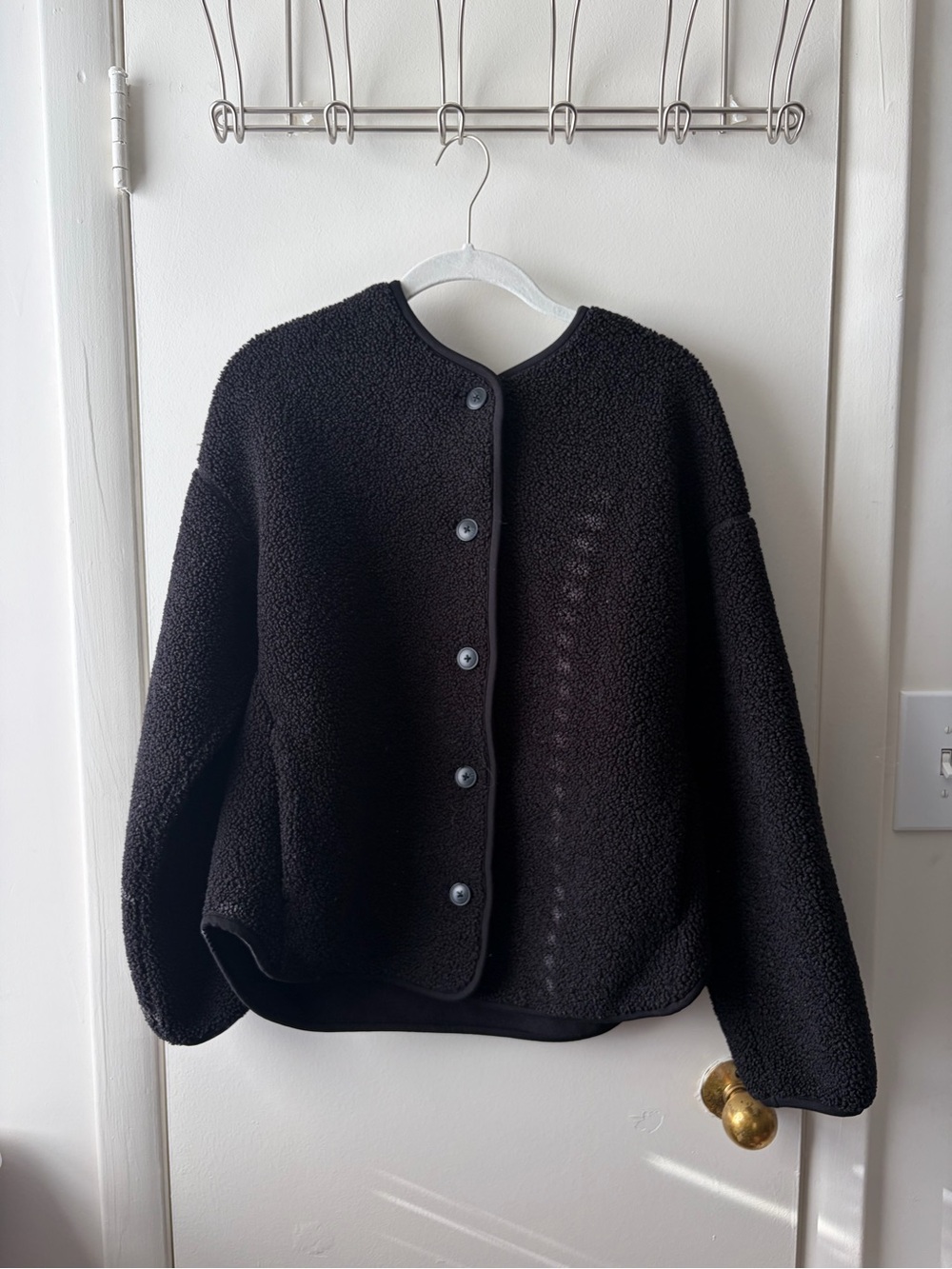 Uniqlo Black Teddy Sherpa Button-Up Jacket